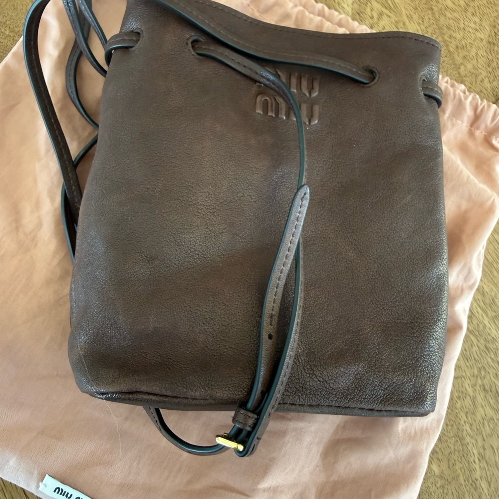 Miu Miu Dark Brown Leather Messenger Bag